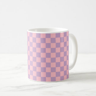 ライラックとピンクの市松模様 コーヒーマグカップ