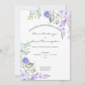 ライラックとピンクの春の花のフレーム 招待状 (正面)