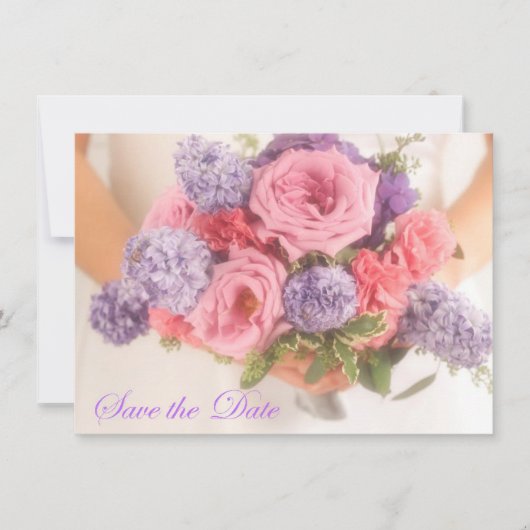 ライラックとピンクの花束 Save The Date 発表 セーブザデート (正面)