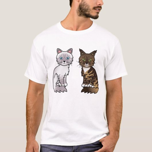 ライラックとブラウントビー猫 Tシャツ (正面)
