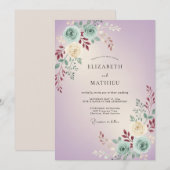 ライラックとミントの芍薬の結婚式 招待状 (正面/裏面)