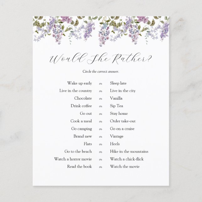 ライラックとラベンダーのブライダルは彼女はむしろゲームをする (正面)