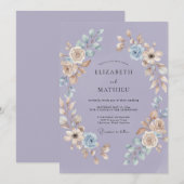 ライラックとルピナスのリースの結婚式 招待状 (正面/裏面)