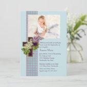 ライラックと十字架の宗教的な写真招待状 招待状 (スタンド正面)