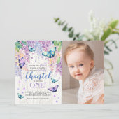 ライラックと蝶 | フォト誕生日招待状 招待状 (スタンド正面)