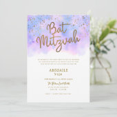 ライラックと青のバットミツバの招待状 招待状 (スタンド正面)