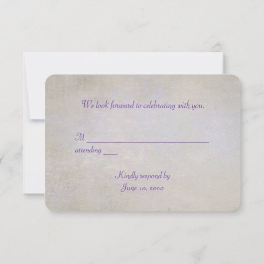 ライラックに蝶の結婚式出欠確認カード 招待状 (裏面)