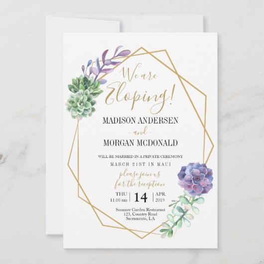 ライラックのサボテン 結婚式の招待状(ふたりだけの結婚式の後のパーティー用) 招待状 (正面)