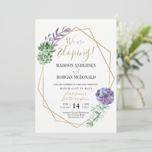 ライラックのサボテン 結婚式の招待状(ふたりだけの結婚式の後のパーティー用) 招待状 (スタンド正面)