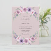 ライラックのマーブルのバラの結婚式 招待状 (スタンド正面)