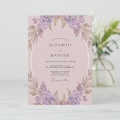 ライラックのマーブルのリースの結婚式 招待状 (スタンド正面)