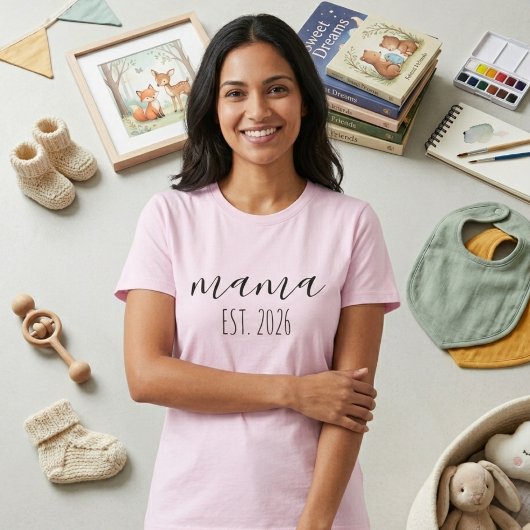 ライラックのミニマリスト・ママ設立年デザイン Tシャツ