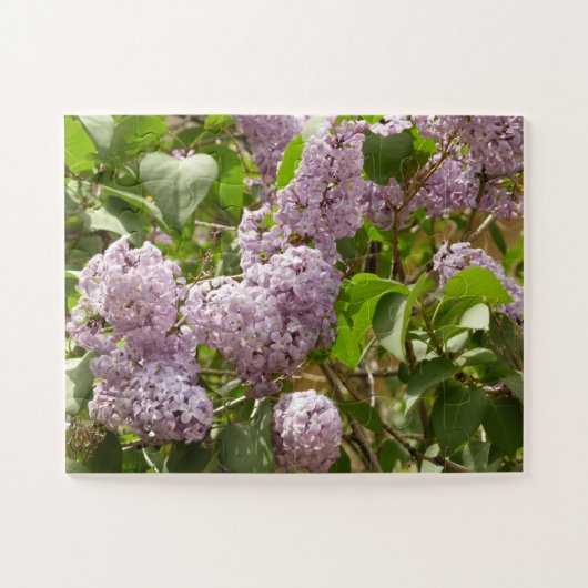 ライラックの木の美しい紫の春の花 ジグソーパズル (横)