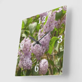 ライラックの木の美しい紫の春の花 スクエア壁時計 (傾斜)