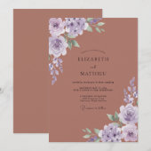 ライラックの植物学的花の結婚式 招待状 (正面/裏面)
