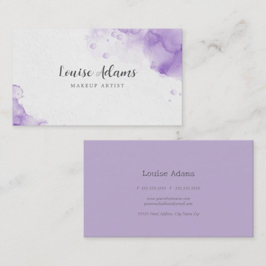ライラックの水彩画 名刺 (正面/裏面)
