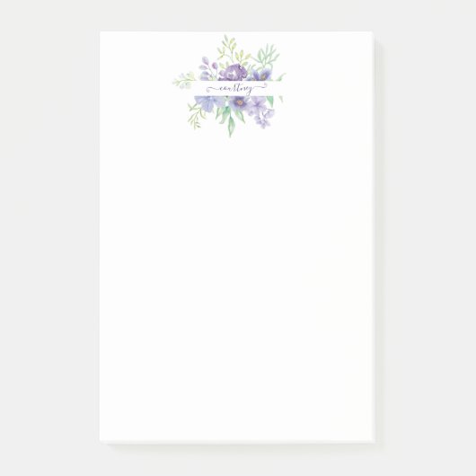 ライラックの水彩花柄オーダーメイド ポストイット (正面)