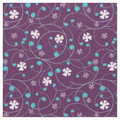 ライラックの背景にモノグラムと花 ファブリック (クローズアップ)