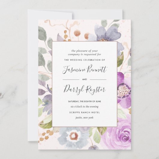 ライラックの花が咲く結婚式招待状 招待状 (正面)