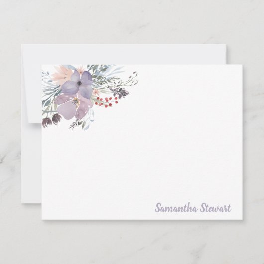 ライラックの花が咲く フローラル オーダーメイド 便箋 ノートカード (正面)