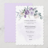 ライラックの花のしみこんだウェディング招待状 招待状 (正面/裏面)