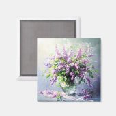 ライラックの花のラベンダーブルームブーケ マグネット (正面/裏面)