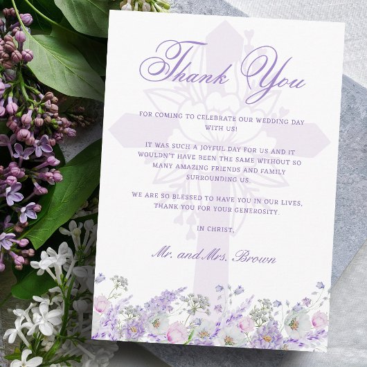 ライラックの花の宗教的な結婚式のお礼 カード