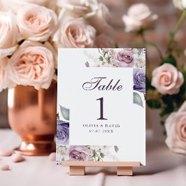 ライラックの花の結婚式テーブルナンバーカード