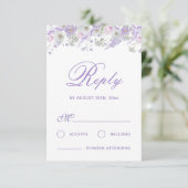 ライラックの花の結婚式RSVPカード カード (スタンド正面)