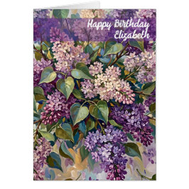 ライラックの花の誕生日グリーティングカード