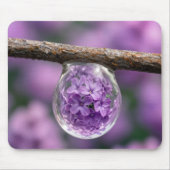 ライラックの花を映す雨滴 マウスパッド (正面)