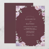 ライラックの花弁のマーブルの結婚式 招待状 (正面/裏面)