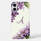 ライラックの花 モノグラム入り淡緑色デザイン Case-Mate iPhoneケース (裏面)
