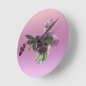 ライラックの花 ラウンド壁時計 (傾斜)