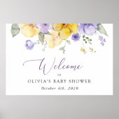 ライラックの花、黄色い花、ベビーシャワーの歓迎 ポスター (正面)