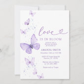 ライラックの蝶の愛が咲く ブライダルシャワー 招待状 (正面)