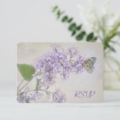 ライラックの蝶の結婚式出欠確認カード 招待状 (スタンド正面)