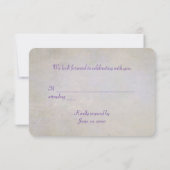 ライラックの蝶の結婚式出欠確認カード 招待状 (裏面)