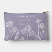 ライラックの野生の花をスケッチした花の ブライダルシャワー アクセサリーポーチ (裏面)