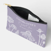 ライラックの野生の花をスケッチした花の ブライダルシャワー アクセサリーポーチ (見開き)