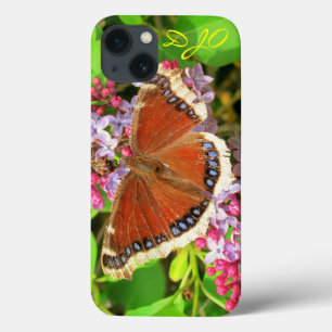 ライラックの青い点を持つブラウンの蝶 iPhone 13ケース