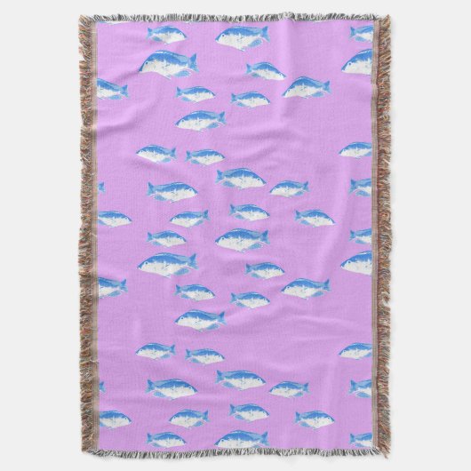 ライラックの青い魚 スローブランケット (正面縦)