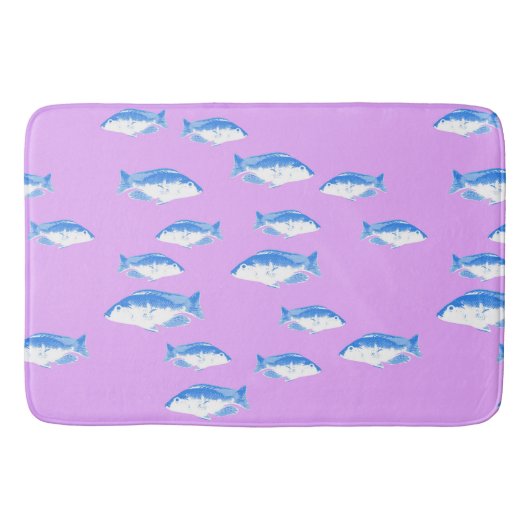 ライラックの青い魚 バスマット (正面)