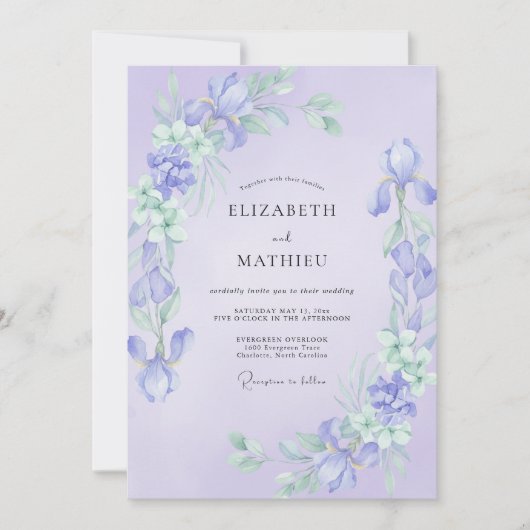 ライラックアイリスユーカリの結婚式 招待状 (正面)