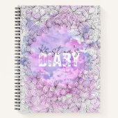 ライラックアズールウォーターカラーブラックインクパター縁どン ノートブック (正面)