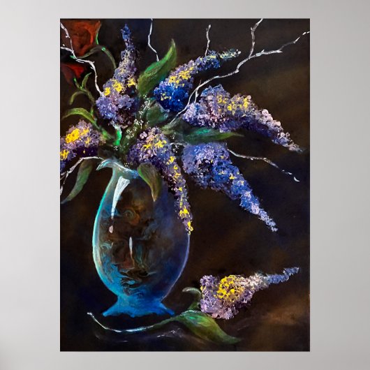 ライラックイン抽象芸術花瓶プリント ポスター (正面)