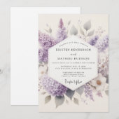 ライラックウォーターカラーウェディング 招待状 (正面/裏面)
