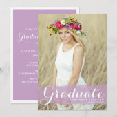 ライラックウォーターカラーオーバーレイ写真 卒業式招待状 招待状 (正面/裏面)