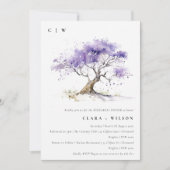 ライラックウォーターカラージャカランダツリー リハーサルディナー 招待状 (正面)