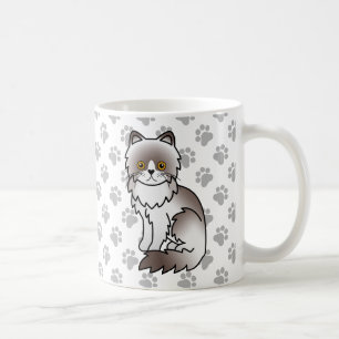 ライラックカラーのバイカラー・ペルシャン風かわいい猫 コーヒーマグカップ